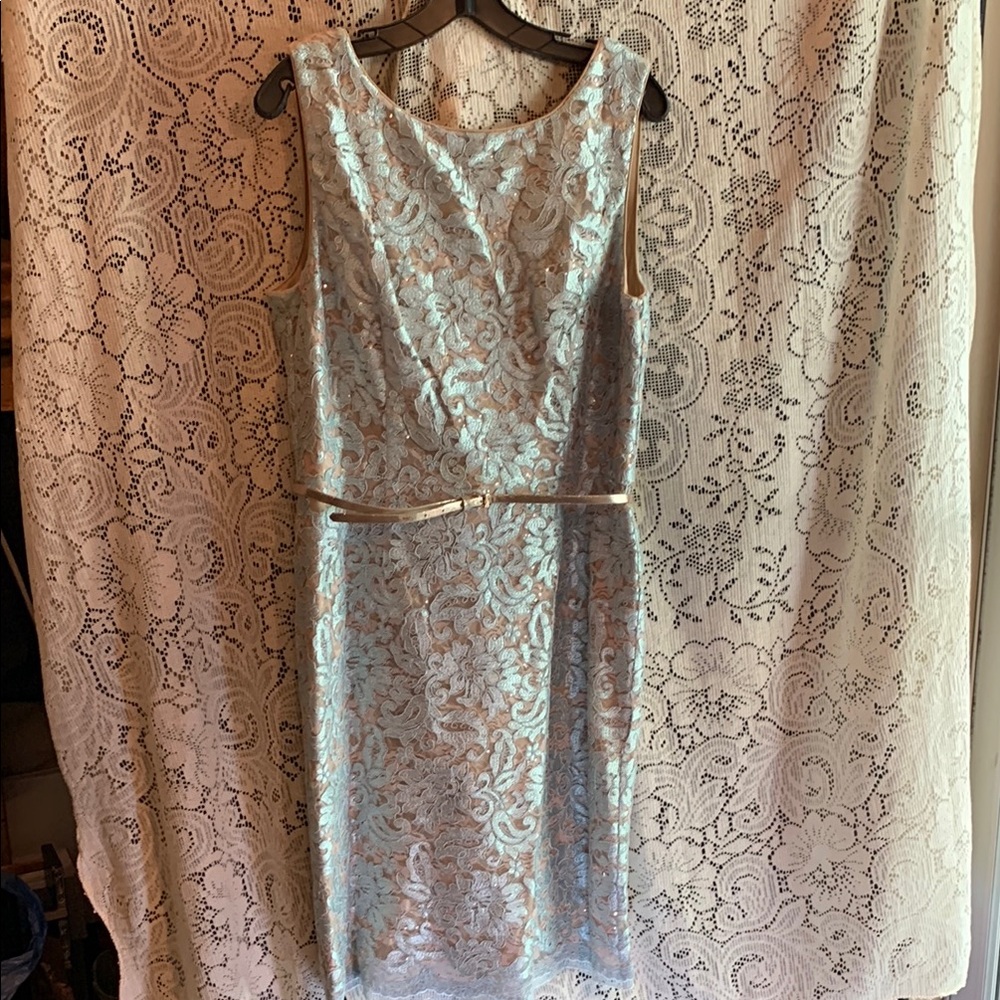 Elegant Lace Sleeveless Dress - Blue
